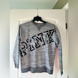 VS Victoria secret pink heather grey crew neck sweatshirt‎ S small